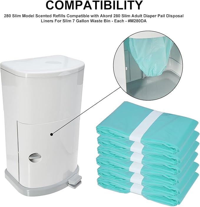 280 Slim Diaper Slim Liner Refills Compatible with Janibell Akord 280 Slim Model Adult Refills, A Single Liner Pack Will Last for Over 500 Adult Briefs Using, 6 Pack