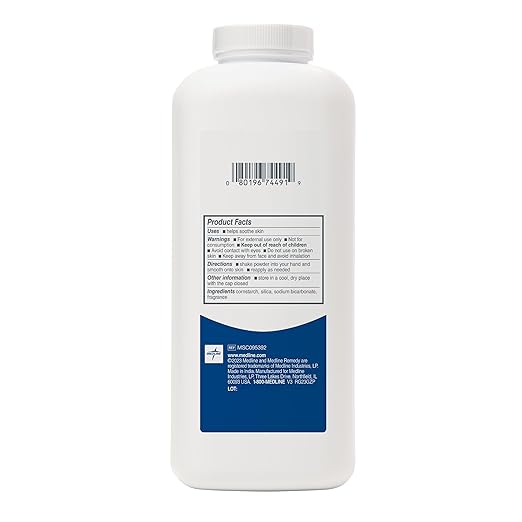 Medline Remedy Essentials Cornstarch Powder (14 oz Bottle), Fresh Scent, Talc Free, Shaker Top, Skin Care, Absorbs Sweat, Soothes, Reduces Friction & Chafing, For Adults, Feet, Groin