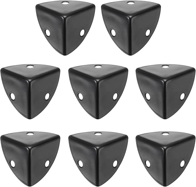 uxcell 8PCS Metal Corner Protector 1 x 1 x 1 Inch Box Edge Guard Protector Zinc Alloy Cabinets Speaker Corners Protector for Furniture Decorative (Black)