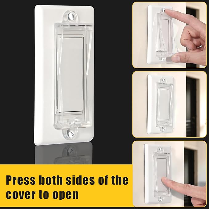 6 Light Switch Guard Cover, Baby Proof Wall Switch Cover Guard for Rocker Light Switch Protects Your Lights or Circuits from Being Accidentally Turned On or Off (Clear)