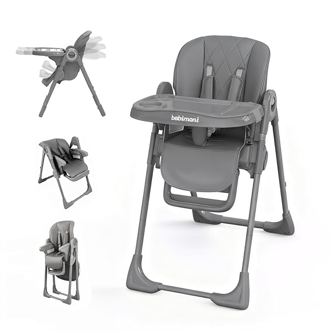 babimoni 4 in 1 High Chairs for Babies and Toddlers, Foldable Baby High Chairs, Feeding and Eating Seat Highchair with 4 Levels of Recline and 7 Levels of Height Adjustment, Starry Gray