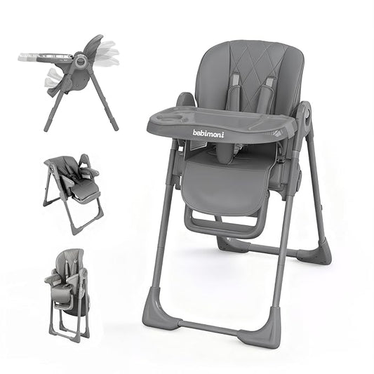 babimoni 4 in 1 High Chairs for Babies and Toddlers, Foldable Baby High Chairs, Feeding and Eating Seat Highchair with 4 Levels of Recline and 7 Levels of Height Adjustment, Starry Gray