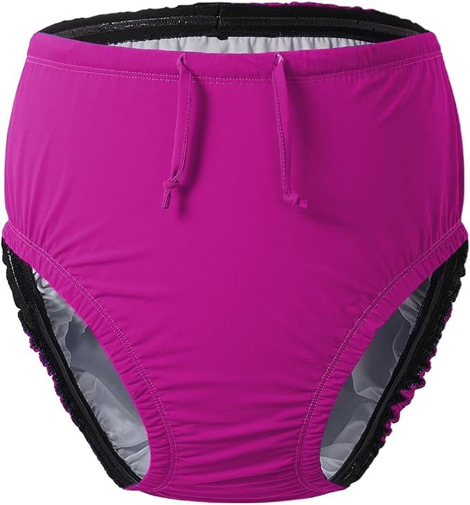 Youth/Big Kids Special Needs Swim Diapers Reusable Swimwear for Incontinence Cloth Diaper Covers Waterproof,Leakproof (Pink, 10-12T)