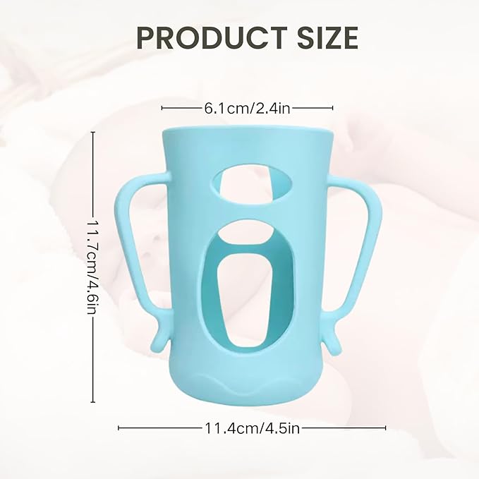3Pack Silicone Sleeves Compatible with Pigeon Bottles for 8.1 oz, Anti Breakage Glass Bottle Holder with Handles, Quick Install, Easy to Clean