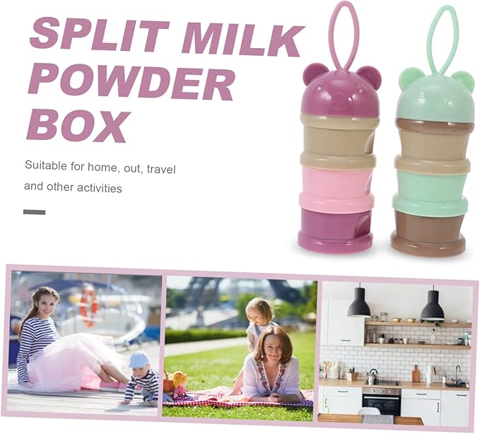2Pcs Portable Dispenser with Compartments Milk Powder Holder Go Feeding Versatile Food Container for Snacks Food