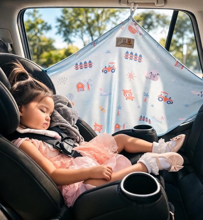 Multi-Use Car Window Shade for Babies & Toddlers, Can be Used as a Nursing Cover and Car Seat Cover, Newborn Essentials, Expecting Mothers and Infants Must Have, Travel Essentials