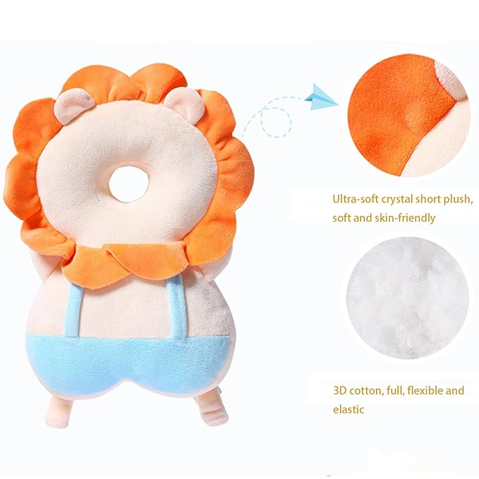 Baby Walker Head Protector Toddler Adjustable Baby Head Protection Backpack Wear Safety Pad (Green Elephant)