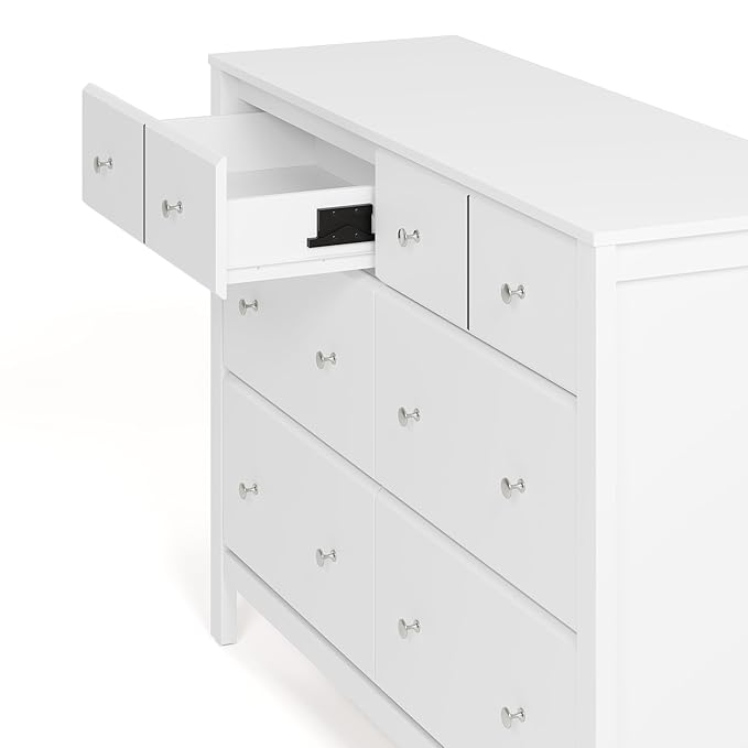 Storkcraft Horizon 6 Drawer Dresser (White) – GREENGUARD Gold Certified Dresser for Nursery & Kids’ Room, Modern Storage with Interlocking Drawer System