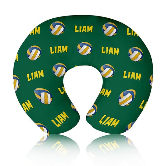 Baby Nursing Pillow Cover - Personalized Name Volleyball Theme Breastfeeding U-Shaped for Bottle Feeding, Ultra Soft Comfortable Breastfeeding Pillow Cover for Infant Baby Boys and Girls