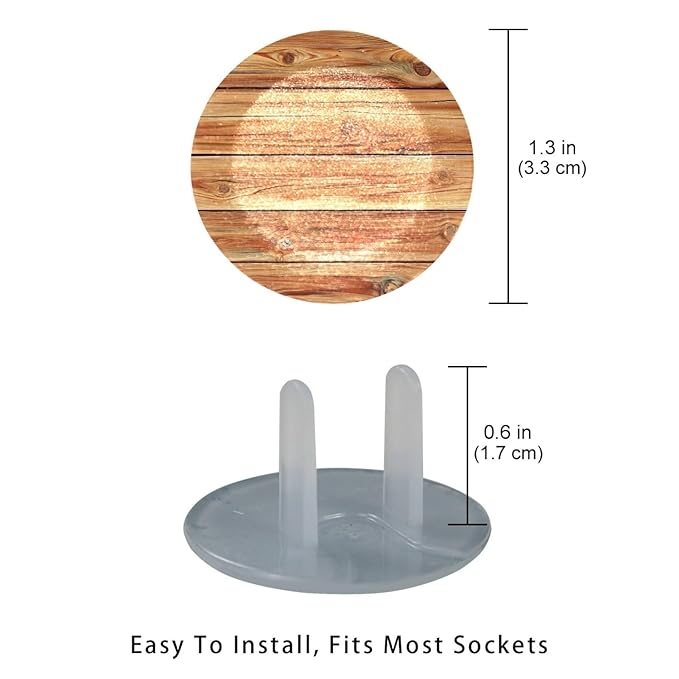 Pine Flooring Boards Texture (1) Outlet Covers Baby Proofing Safe & Secure Electric Plug Protectors | Socket Covers for Home & Office
