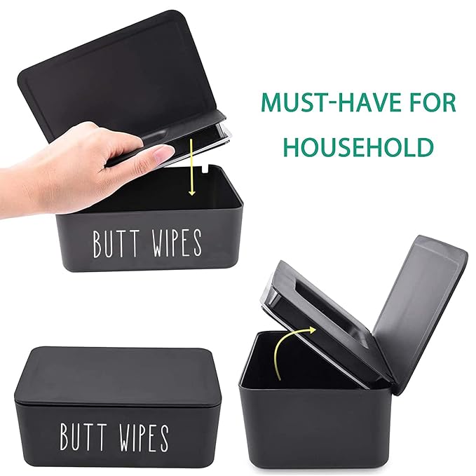 Butt Wipes Dispenser 7.28" L * 4.80" W * 2.75" H, Bathroom Flushable Baby Wipes Container Holder Nursery
