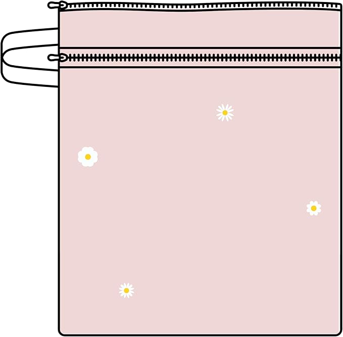 Ali+Oli Water Resistant Dual-Compartment Wet-Dry Bag for Travel, Hook to Stroller, Daycare, Diapers, Diaper Bag, Clutch Bag,15x12 inches (Blush Daisy)