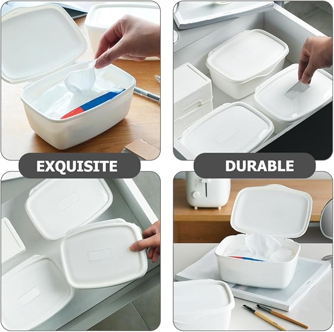 Alipis 3pcs Wet Tissue Storage Box Lid Compact and Portable Organizer for Desktop and Travel for Stationery and Items