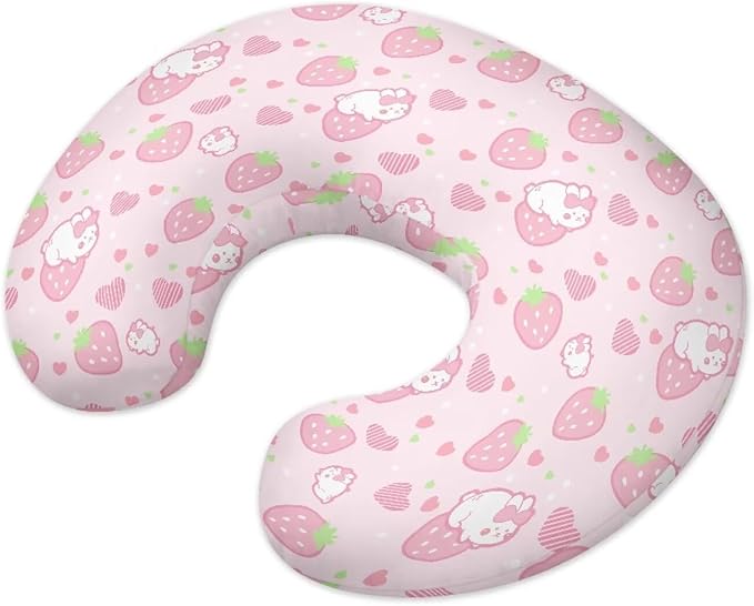 Strawberry Bunny Nursing Pillow Cover Nursing Pillows for Breastfeeding Fits The Original Support for Breastfeeding Nipple Shields for Breastfeeding Newborn