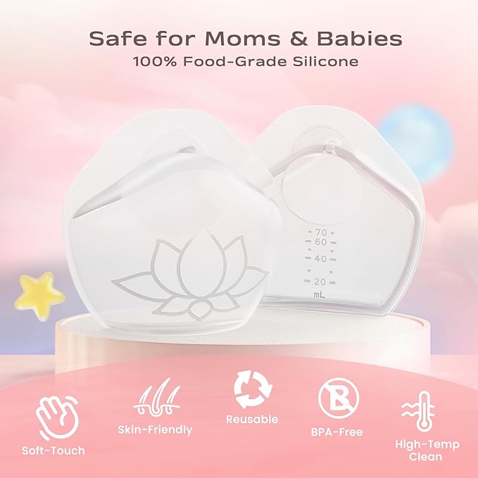 Milk Collectors for Breastfeeding Breast Milk Collector Milk Catcher for BreastfeedingMilk Catcher for Breastfeeding Post Partum Essentials Breast Feeding Essentials (2.5oz/70ml, 2 Counts)