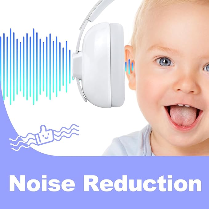 HZ002 Baby Ear Protection, Noise Cancelling Headphones for Babies and Toddler 3 Months up to 24 Months, Baby Earmuffs for Fireworks, Sleeping, Concerts, Plane - White
