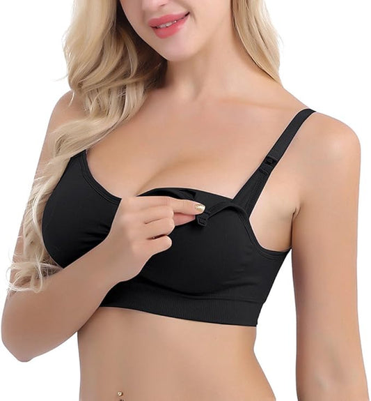 Womens Nursing Bra Seamless Sleeping Wirefree Breastfeeding Maternity Bralette with Removable Spill Prevention Pads