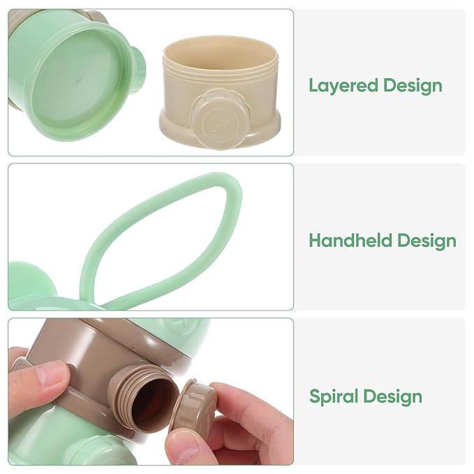 Kisangel 4 Layers Baby Milk Powder Box Large Capacity Portable Formula Dispenser Leak-Proof Food Storage Container for Travel Outdoor Baby Feeding