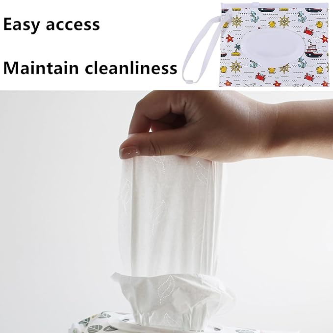 Travel Wipes Case, 2 Pcs Wipe Container Travel Wipe Dispenser Wet Wipes Box Cute Clamshell Wipes Case Reusable Wipes Pouch Wipes Container