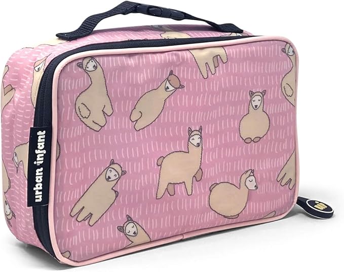 Urban Infant Yummie Kids Lunch Box Insulated Bag - Toddler Boys and Girls – Perfect for Daycare Preschool Travel Snacks – Allergy Alert Cards - Fits Bento Boxes - Llamas