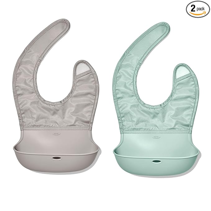 OXO Tot Roll-Up Bib - 2 Pack - Drizzle and Opal