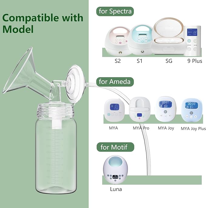 Breastmilk Storage Bottles Collection Bottles, 10oz Wide-Neck Breast Milk Container Compatible for Spectra S1 S2 SG Motif Luna Breast Pumps, Fit for 22oz Breast Milk Cooler & Fridge, 4 Packs