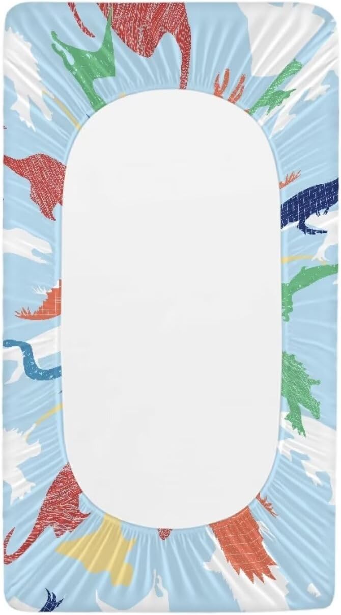 Colorful Dinosaur Change Pad Covers, Water Resistant Baby Diaper Change Table Covers Soft Contoured Pad Covers for Newborn Baby Boys Girls