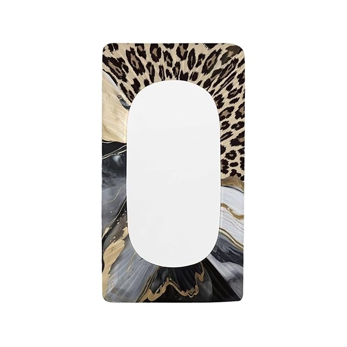 ZDCUSTOM Changing Pad Cover Diaper Changing Pad Cover Soft Breathable Diaper Changing Table Cover Comfy Cozy Cradle Sheets 32"x16" Grey Marble Leopard