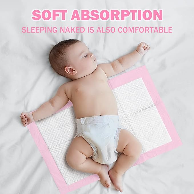 Baby Disposable Changing Pad, 50 Pack Soft Non-Woven Fabric Breathable Waterproof Underpads, Portable Leak-Proof Mattress Protector, Incontinence Bed Pads