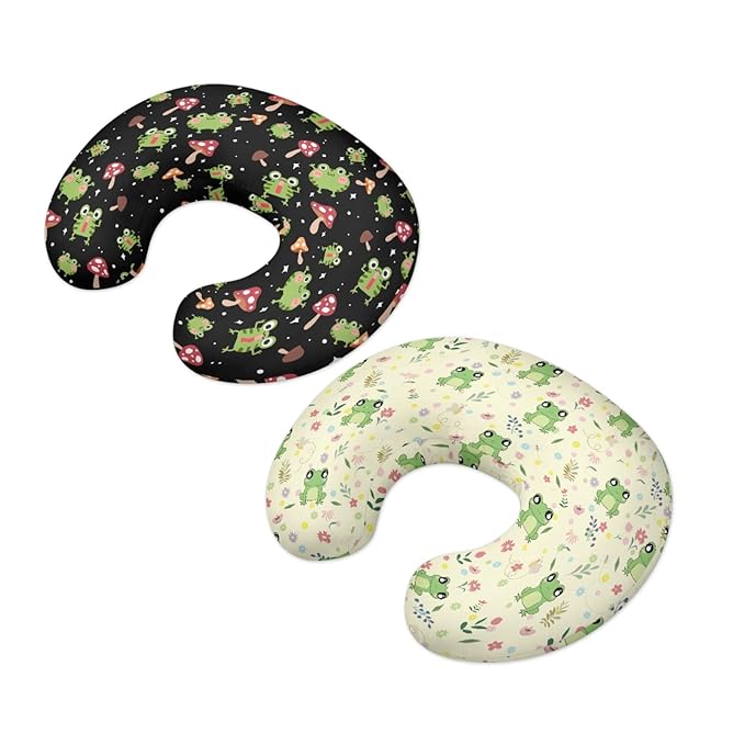 GOSTONG Frog Nursing Pillow Cover for Baby Boy Girl Personality Stretchy Pillow Covers 2 Piece Slipcover Protective for Newborn Feeding Pillow 22"x18"