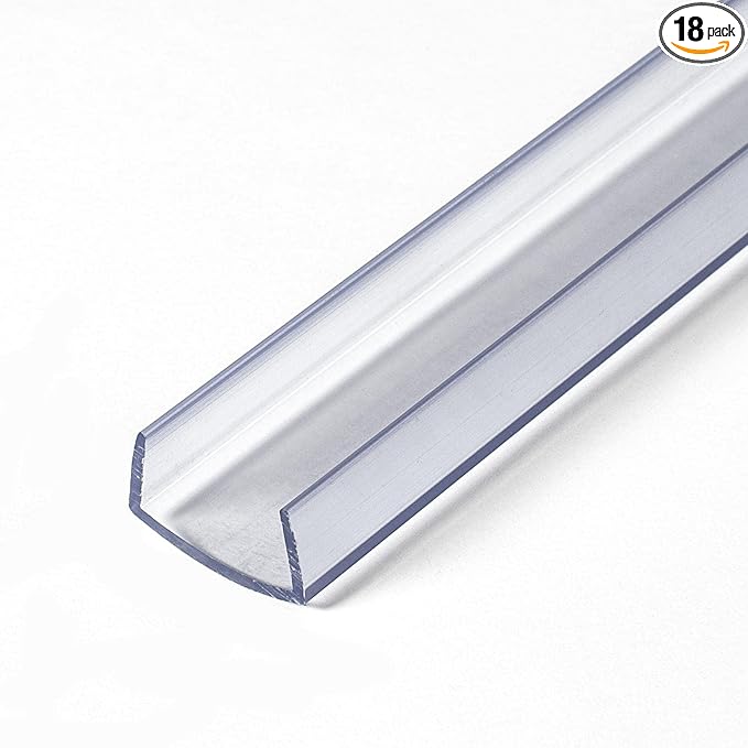 Outwater Plastics 341-Cl Clear 3/4 Inch Rigid Vinyl Clear Plastic U Channel C Channel 72 Inch Lengths (Pack of 18 Pieces, 108 feet Total)
