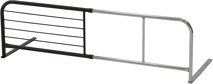 Fuji Boeki 15570 Bed Guard, Bed Fence, Adult, Width 37.4 - 47.2 x Depth 15.7 x Height 14.0 inches (95 - 120 x 40 x 35.5 cm), Brown, Silver, Low Type, Adjustable Width, Extendable, Fall Prevention,