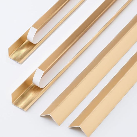 Zonon 10 Pcs Aluminum Wall Corner Protector Peel and Stick L Molding Corner Trim Guards with 90° Angle for Wall Door Frame Cabinet Baseboard Protection and Decoration, 35.4 x 0.8 Inch