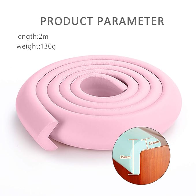 SONARIN Baby Safety Baby Edge & Corner Guards,2M/6.6ft Corner Protectors Furniture Table Edge Protectors L Shape with Strong Adhesive Tape,Colorful Child Protection(Pink)