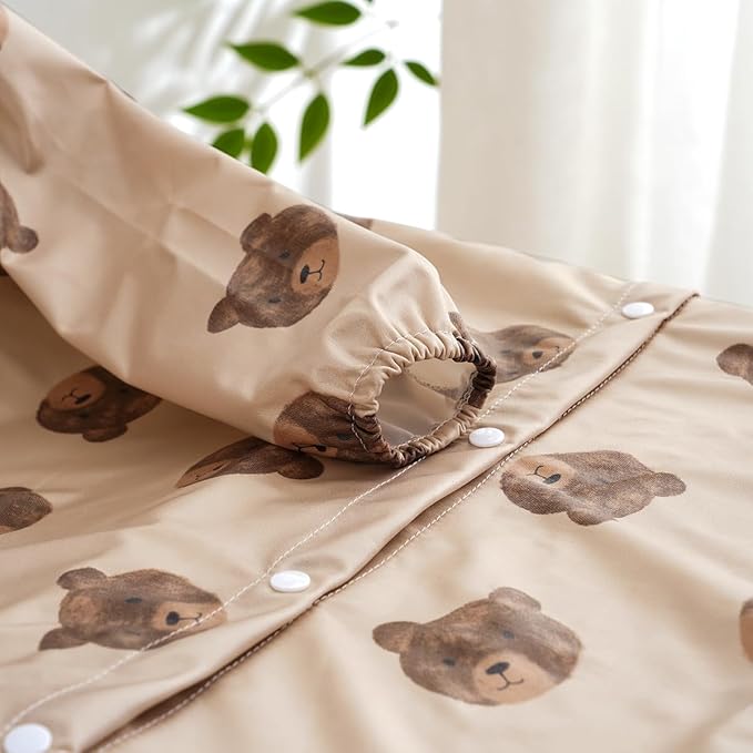 2-Pack Long Sleeve Baby Bib,Coverall Baby Bibs for Eating,Waterproof,Attaches to Highchair&Table,Ages 1 to 3 Years