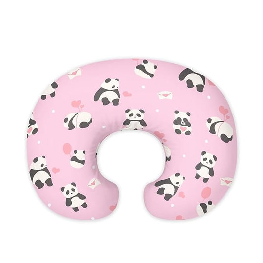 Nursing Pillow Cover Panda Pink Stretchy Removable Cover for Breastfeeding Pillows, Ultra Soft Comfortable Slipcover Ultra Soft Snug Fits On Infant Nursing Pillow