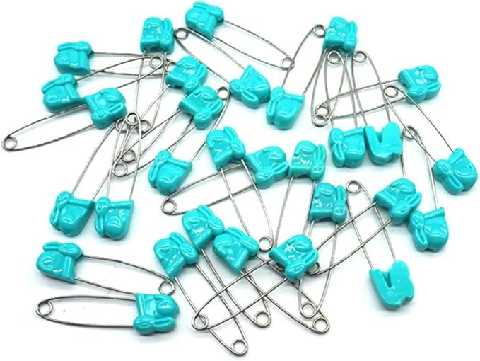 GTONEE Cute Animal Rabbit Baby Safety Pins Secure Clips for Fastening Baby Clothes Diaper Napkins Stainless Steel Size L 5.3CM 30PCS Blue