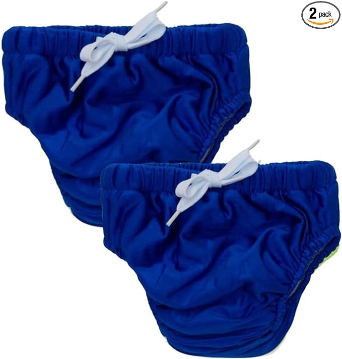 KaWaii Baby Reusable Swim Diaper Mesh Layer, Stretchy, Lightweight, Swim Activities, Travel, Boys & Girls(M) 24–35 Pounds, Pack of 2 Blue