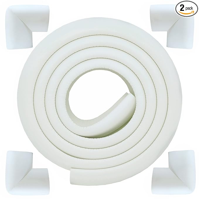 M2cbridge L Shape Extra Thick Furniture Table Edge Protectors Foam 6.5 Ft (Off White with 4 Corners)