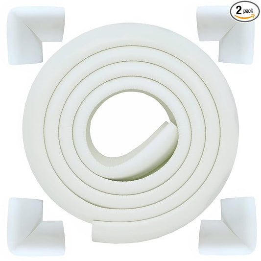 M2cbridge L Shape Extra Thick Furniture Table Edge Protectors Foam 6.5 Ft (Off White with 4 Corners)