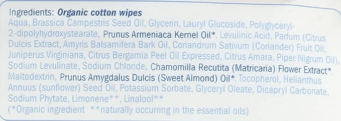 Natracare Organic Cotton Baby Wipes With Essential Oils of Chamomile, Apricot and Sweet Almond Oil (16 Packs, 800 Wipes Total)