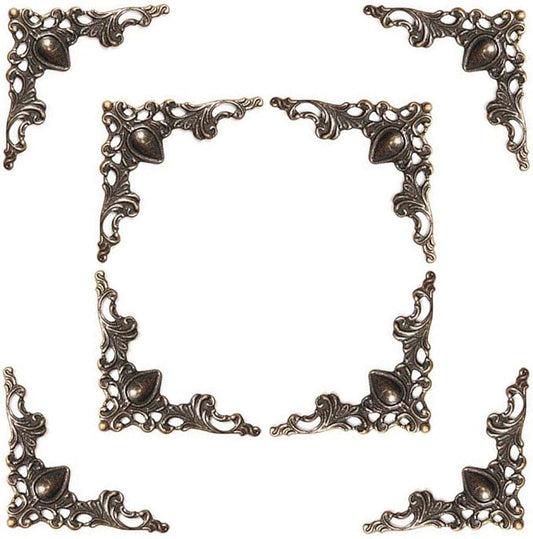 48 Solid Pure Copper Box Corner Protectors, Retro Table Edge Cover, Cabinet Furniture Decoration Edge Safety, Desktop Jewelry Box Corner Protectors (Bronze)