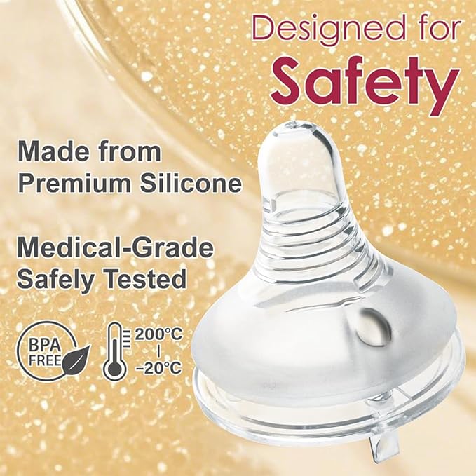 Nenesupply 4pc NaturalFit Baby Bottle Nipples. Level 3 Flow 3 Size M Nipple for 3 Month+ Babies. Medium Flow Wide Neck Nipple Anti Colic Vented Work with Nenesupply Bottles Lansinoh Spectra Bottles