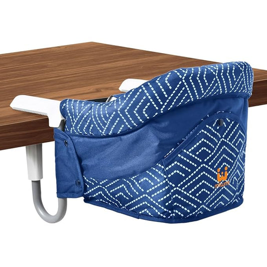 MTWML Portable High Chair for Table,Hook On High Chair that Attaches to Table,Space Saver Clip On Counter Seat for Baby,Easy Clean Baby Feeding Clamp Seat with Carry Bag for Travel(Stripe-Blue)