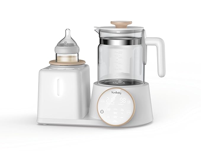 2-in-1 Baby Bottle Warmer & Formula Maker with Electric Kettle, Automatic Rotating Bottle Shaker, Fast Heating Water Warmer with Temperature Control for Formula, Breastmilk & Night Feeding