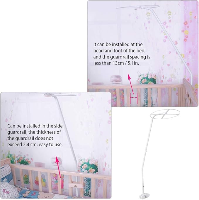 Mosquito Net Holder,Mosquito Net Stand Holder Set Adjustable Clip-On Crib Canopy Holder Rack Mosquito Net Accessories