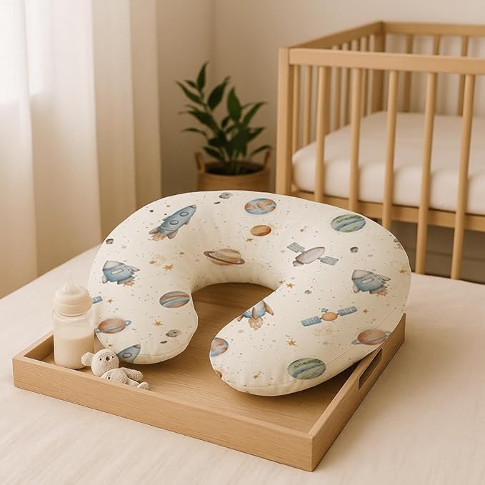 Nursing Pillow Covers 2 Pack, Breastfeeding Pillow Slipcovers Soft and Stretchy, Nursing Covers for Baby Girls Boys Newborn (Stellar Adventure)