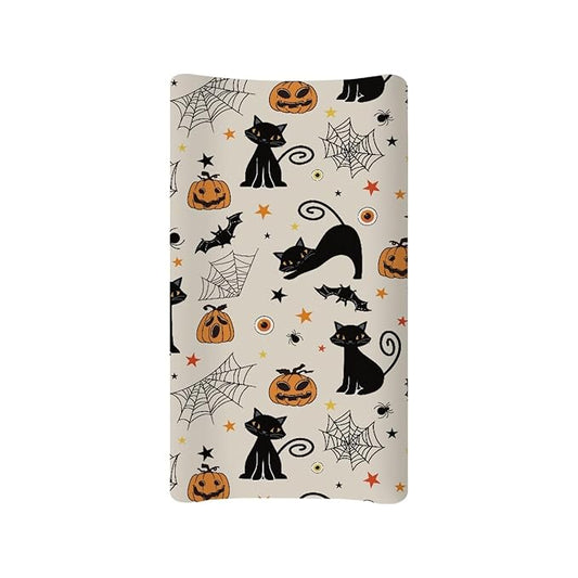 Halloween Changing Pad Cover Baby Girls Boys Diaper Change Table Sheet Cover Cat Pumpkin Soft Stretchy Changing Table Covers Mat Sheet Cover Soft Breathable