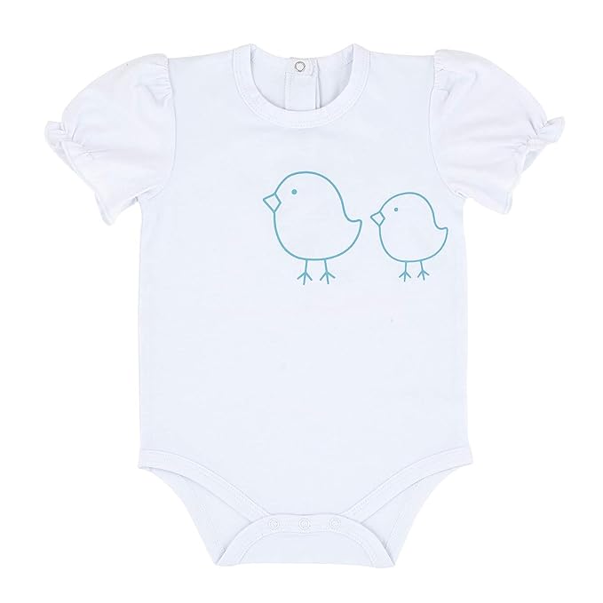 Stephan Baby Snapshirt-Style Diaper Cover, White + Blue Birdies, Fits 6-12 Months