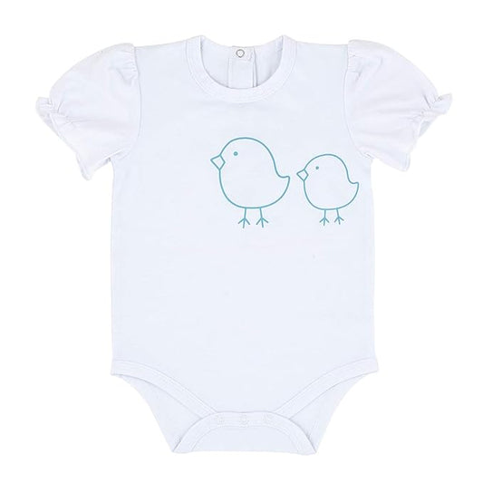 Stephan Baby Snapshirt-Style Diaper Cover, White + Blue Birdies, Fits 6-12 Months
